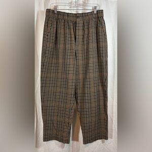 Madewell Plaid Elastic Waist Trousers - Black and Brown